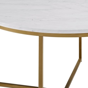 Modern Glam Faux White Marble Coffee Table 36 Inch