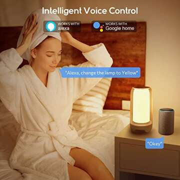 ECOLOR Smart Table Lamp, Touch Lamp with Vioce Control, Dimmable Warm Cool White LED Bedside Lamp, Creative DIY Mode, Color Changing Smart RGB Lamps for Bedrooms Gaming Living Room