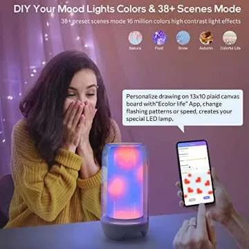 ECOLOR Smart Table Lamp, Touch Lamp with Vioce Control, Dimmable Warm Cool White LED Bedside Lamp, Creative DIY Mode, Color Changing Smart RGB Lamps for Bedrooms Gaming Living Room