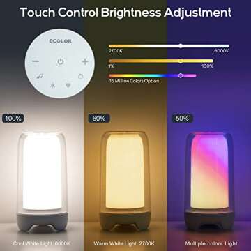 ECOLOR Smart Table Lamp, Touch Lamp with Vioce Control, Dimmable Warm Cool White LED Bedside Lamp, Creative DIY Mode, Color Changing Smart RGB Lamps for Bedrooms Gaming Living Room