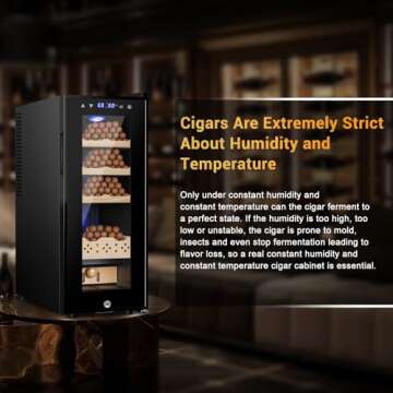 Velieta Electric Cigar Humidor, 35L 250 Counts Large Capacity,Thermostatic Cooling Humidor Cabinet w...