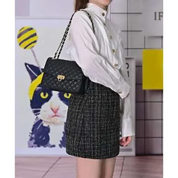 GM LIKKIE Quilted Shoulder Bag for Women, Medium Flap Crossbody Handbag with Chain Strap, Soft Vegan...