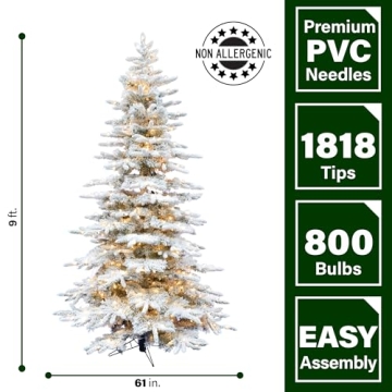 Fraser Hill Farm 9-Ft Flocked Christmas Tree with Smart Lights
