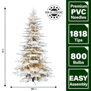 Fraser Hill Farm 9-Ft Flocked Christmas Tree with Smart Lights