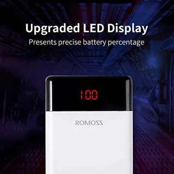 ROMOSS 20000mAh Power Bank with LED Display, USB C Portable Charger with 2 Outputs & 3 Inputs External Battery Pack Cell Phone Charger Battery Compatible with iPhone 11, Xs Max, iPad Pro, S20