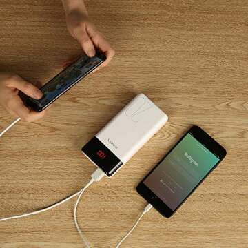 ROMOSS 20000mAh Power Bank with LED Display, USB C Portable Charger with 2 Outputs & 3 Inputs External Battery Pack Cell Phone Charger Battery Compatible with iPhone 11, Xs Max, iPad Pro, S20