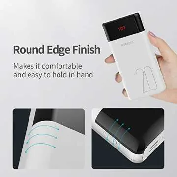 ROMOSS 20000mAh Power Bank with LED Display, USB C Portable Charger with 2 Outputs & 3 Inputs External Battery Pack Cell Phone Charger Battery Compatible with iPhone 11, Xs Max, iPad Pro, S20