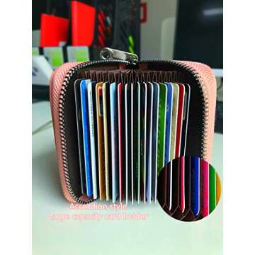 Stylish Pink RFID Blocking Wallet for Men and Women with 20 Card Slots