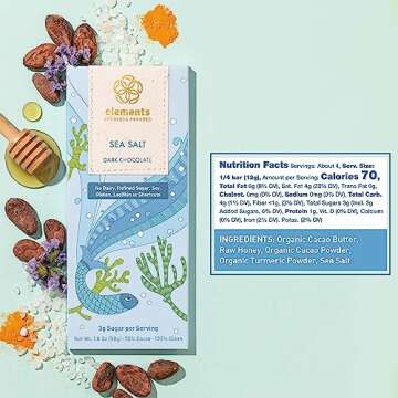 Elements Truffles Sea Salt Bar w/Turmeric - Heavy Metal Tested- Dairy Free Chocolate Bar - Paleo, Gl...