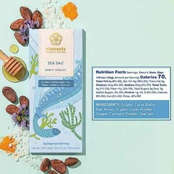 Elements Truffles Sea Salt Bar with Turmeric - Dairy Free, Organic, Paleo Chocolate Bar