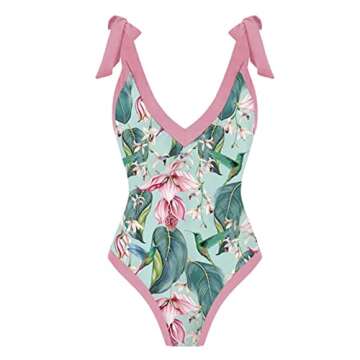 2 Piece Swimsuits for Women: Floral One Piece Swimwear with Beach Cover up Wrap Skirt Sexy Bikini Se...