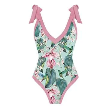 2 Piece Swimsuits for Women: Floral One Piece Swimwear with Beach Cover up Wrap Skirt Sexy Bikini Se...