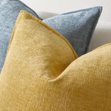 Soft Chenille Yellow Throw Pillow Covers Set of 2