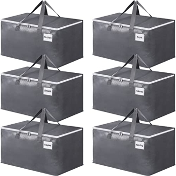 BlissTotes Large Moving Boxes with Zippers & Handles - Heavy Duty Storage Bags for Organizing and Mo...