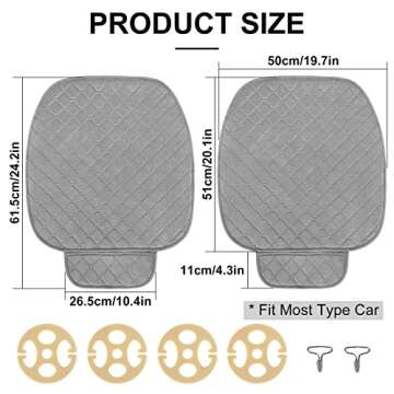 surpassme 2 Comfortable Car Seat Covers Universal Front Seat Coves for Car Accessories with Storage Pockets, Padded Car Interior Covers for Automotive, SUV, Truck, and Van (Grey)