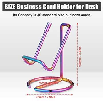 2 Pieces Metal Business Card Holder for Desk, Cell Phone Stand, Elegant Line Business Card Display H...