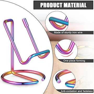 2 Pieces Metal Business Card Holder for Desk, Cell Phone Stand, Elegant Line Business Card Display Holder Stand, Office Desktop ID Name Organizer