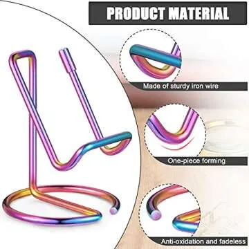 2 Pieces Metal Business Card Holder for Desk, Cell Phone Stand, Elegant Line Business Card Display Holder Stand, Office Desktop ID Name Organizer