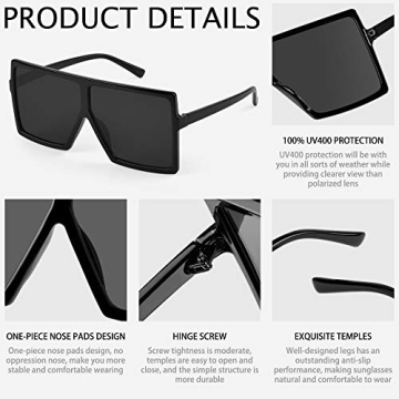 CHAUOO Ultralight Oversized Sunglasses with UV Protection