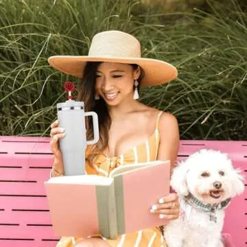 Valentine's Day Rose Straw Caps for Stanley Cups - 3Pcs