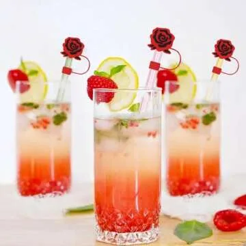 Valentine's Day Rose Straw Caps for Stanley Cups - 3Pcs