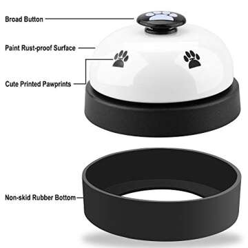 Comsmart Dog Training Bell, Set of 2 Dog Puppy Pet Potty Training Bells, Dog Cat Door Bell Tell Bell with Non-Skid Rubber Base 2 Pack White