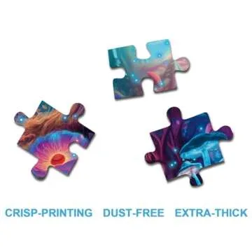 Magical Forest Puzzles Mushroom 1000 Pieces for Adults, Glow Art Jigsaw Puzzles Butterfly, Glitter Flower Jigsaw Puzzle Collage Puzzles as Family Game