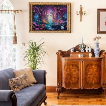 Magical Forest Puzzles Mushroom 1000 Pieces for Adults, Glow Art Jigsaw Puzzles Butterfly, Glitter Flower Jigsaw Puzzle Collage Puzzles as Family Game