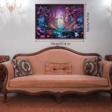 Magical Forest Puzzles Mushroom 1000 Pieces for Adults, Glow Art Jigsaw Puzzles Butterfly, Glitter Flower Jigsaw Puzzle Collage Puzzles as Family Game