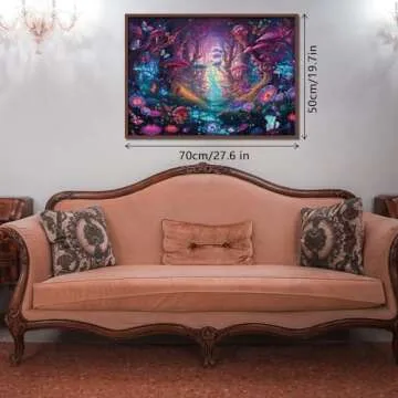 Magical Forest Puzzles Mushroom 1000 Pieces for Adults, Glow Art Jigsaw Puzzles Butterfly, Glitter Flower Jigsaw Puzzle Collage Puzzles as Family Game