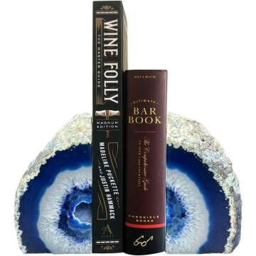 AMOYSTONE Dyed Blue Agate Bookends - Stylish Home & Office Decor