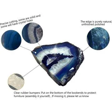 Dyed Blue Agate Bookends - Elegant Home Decor