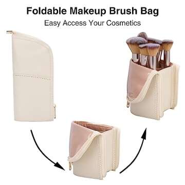 Makeup Brush Case Travel Makeup Brush Holder Portable Makeup Brush Bag Professional Cosmetic Bag Art...