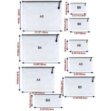 Oaimyy-A5(9"x 7"), Mesh Zipper Pouch Document Folders Bag Plastic Zip File Folders for School Office Supplies, Travel, Organizing Storage-Black,6 Pcs