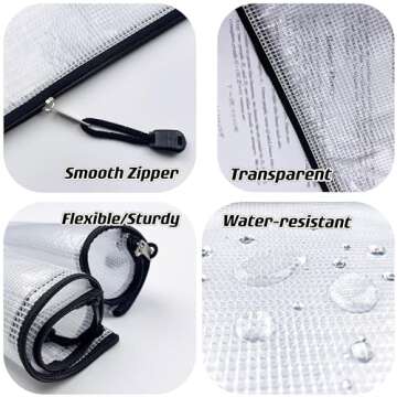 Oaimyy-A5(9"x 7"), Mesh Zipper Pouch Document Folders Bag Plastic Zip File Folders for School Office Supplies, Travel, Organizing Storage-Black,6 Pcs