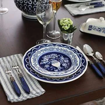 Euro Ceramica Blue Garden 16 Piece Stoneware Set