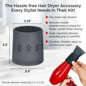 SnozzlePro Universal Hair Dryer Attachment Nozzle Adapter for Xtava Black Orchid Diffuser, Curly Hai...