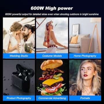 Godox AD600BM Bowens Mount 600Ws GN87 High Speed Sync Outdoor Studio Flash Strobe Monolight Light with 2.4G Wireless X System & 8700mAh Battery with 15x17cm Softbox & Filter & USB LED