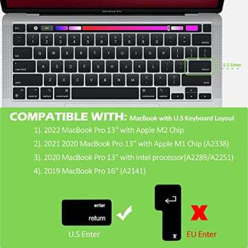 ProElife Ultra Thin Korean Keyboard Cover Skin for MacBook Pro 13 Inch 2022 2021 2020 (Apple M2 Chip...