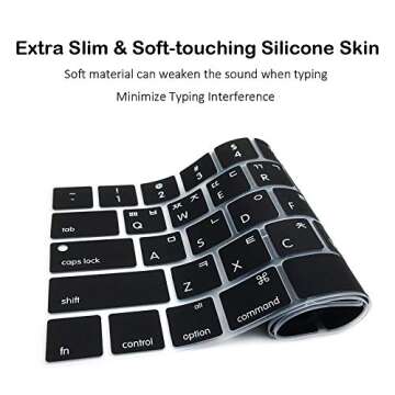 ProElife Ultra Thin Korean Keyboard Cover Skin for MacBook Pro 13 Inch 2022 2021 2020 (Apple M2 Chip/M1 Chip A2338/A2289/A2251) and 2020-2019 MacBook Pro 16 Inch (A2141) Protector (Black)