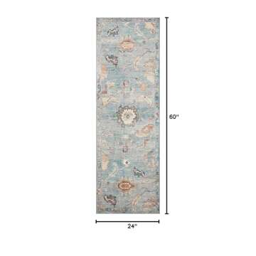 Loloi Margot Collection 2'-0" x 5'-0" Accent Rug in Denim/Multi - Thick Low Pile Area Rug, No-Shed E...