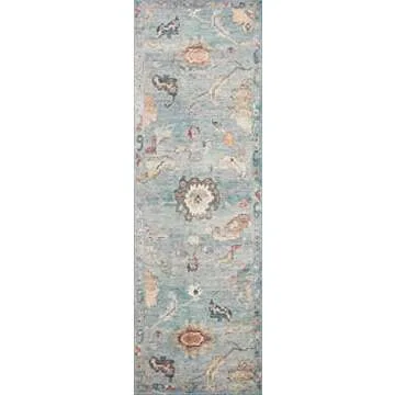 Loloi Margot Collection 2'-0" x 5'-0" Accent Rug in Denim/Multi - Thick Low Pile Area Rug, No-Shed Easy Clean Large Patterned Area Rug for Living Room, Bedroom, Dining Area