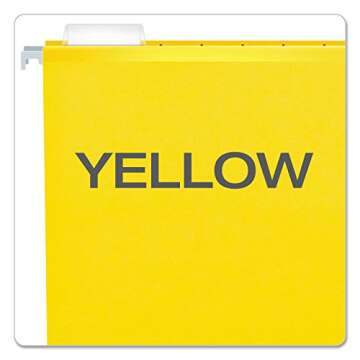 Pendaflex Reinforced Hanging File Folders, Letter Size, Yellow, 1/5 Cut, 25/BX (4152 1/5 YEL)