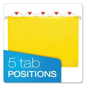 Pendaflex Reinforced Hanging File Folders, Letter Size, Yellow, 1/5 Cut, 25/BX (4152 1/5 YEL)