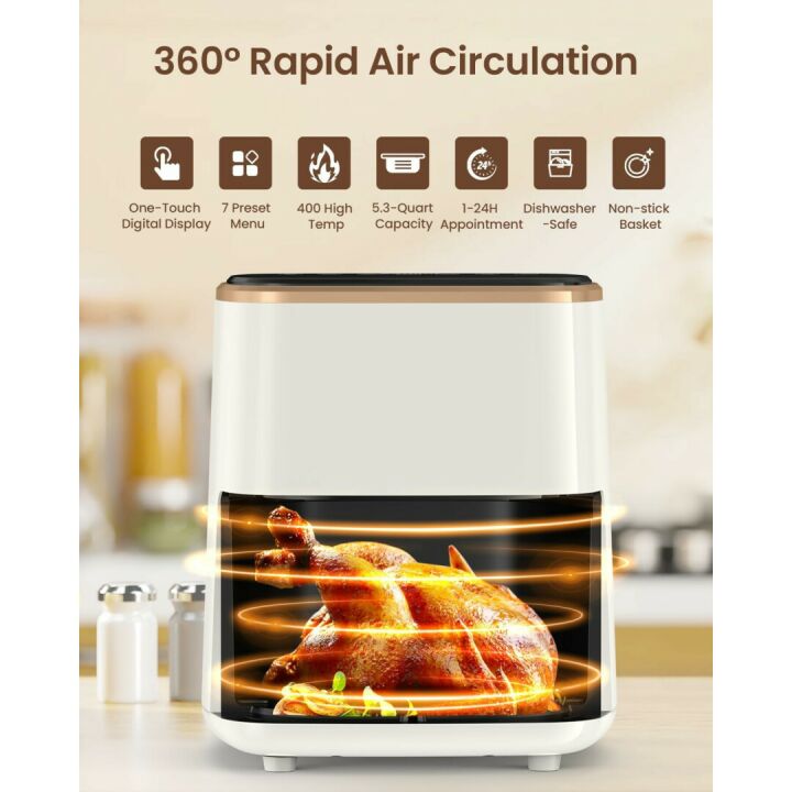 5.3Qt Air Fryer with Viewing Window & Smart Touchscreen