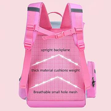 HT HONOR . TRUST Girls Backpack 6-8 Kids Backpacks for Girls Kindergarten Elementary Bookbag Mochilas Escolares Para Niñas Pink Travel School Book Bag for Children 5-7