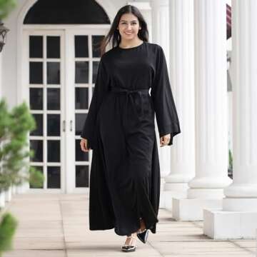 OLEMEK Kaftan Kaftan Abayas for Women Muslim Maxi Dress Dubai One-Piece Loose Full Cover Ethnic Eid ...