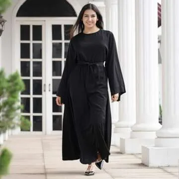 OLEMEK Kaftan Kaftan Abayas for Women Muslim Maxi Dress Dubai One-Piece Loose Full Cover Ethnic Eid ...