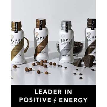 Super Coffee Grounds Energy & Immunity (2x Caffeine, Vitamins, Antioxidants) [Mocha] 10 Oz, 3 Pack | Keto Friendly Ground Coffee, 100% Arabica Coffee Ground