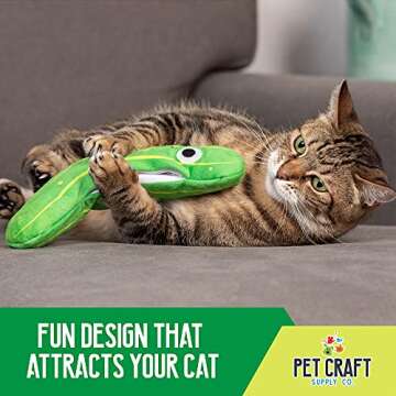 Pet Craft Supply Wiggle Pickle and Shimmy Shark Flipper Flopper Interactive Electric Realistic Flopping Wiggling Moving Fish Potent Catnip and Silvervine Cat Toy, Multi (8727)for All Breed Sizes.